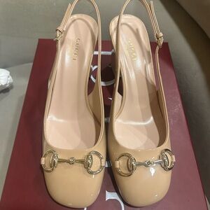 Gucci Pink Sand Slingback Shoes Size 36